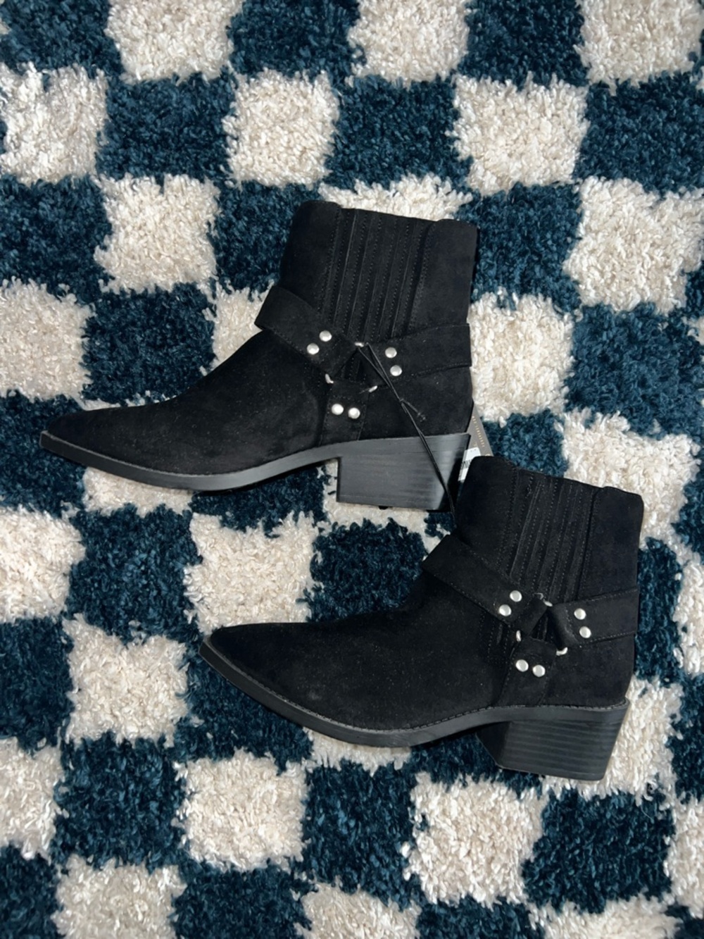 Forever 21 Black Faux Suede Buckle Moto Ankle Booties
